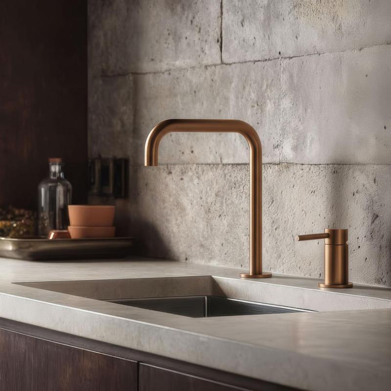Pure.Sink Luxion Rubinetto da cucina in rame a 2 fori con bocca a U PLX2HU-62