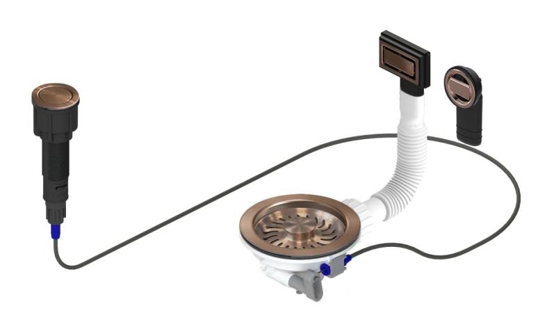 Set di scarico in rame Granitemy incluso pulsante di spreco con tappo, più sovraflusso rettangolare e rotondo 1208971744