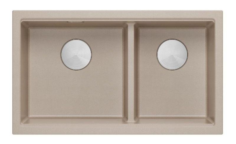Lavabo doppio Newport II Beige Granito da incasso 76x45 cm con tappo in acciaio inossidabile 1208971754