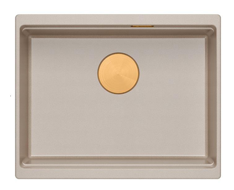 Lavello sottopiano Quadri Newport II in granito beige 560x450mm con tappo di rame e tappo di scarico 1208971764 - Productafbeelding