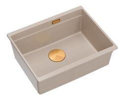 Lavello sottopiano Quadri Newport II in granito beige 560x450mm con tappo di rame e tappo di scarico 1208971764