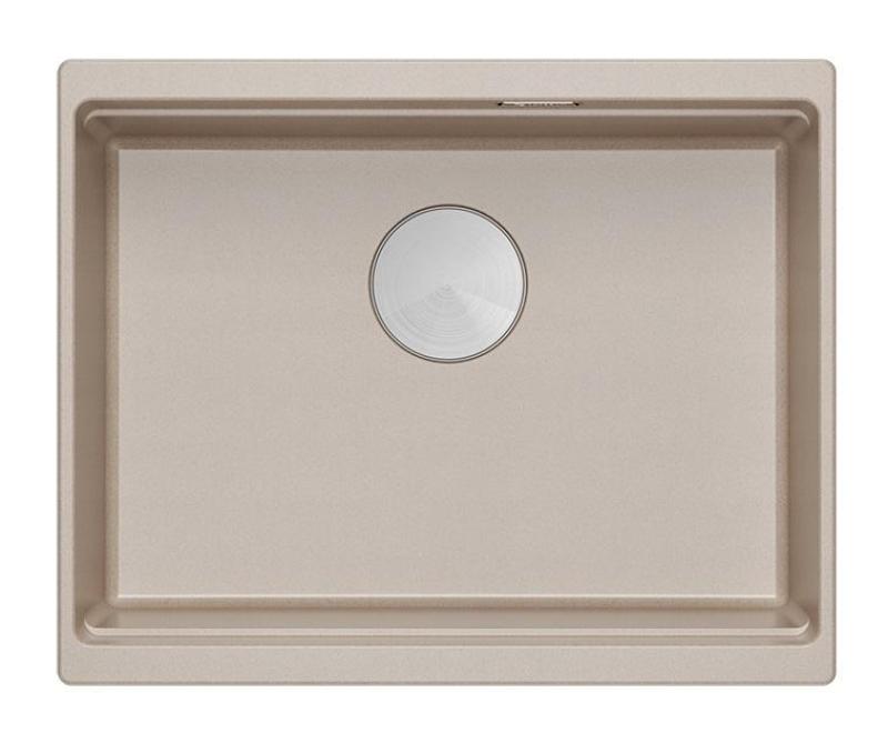 Lavello sottopiano Quadri Newport II in granito beige 560x450mm con tappo in acciaio inossidabile e copertura di scarico 1208971766