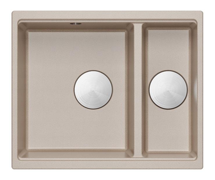 Quadri Newport II beige 1,5 lavabo in granito da appoggio e sottotop 555x460mm con tappo in acciaio inossidabile 1208971769 - Productafbeelding