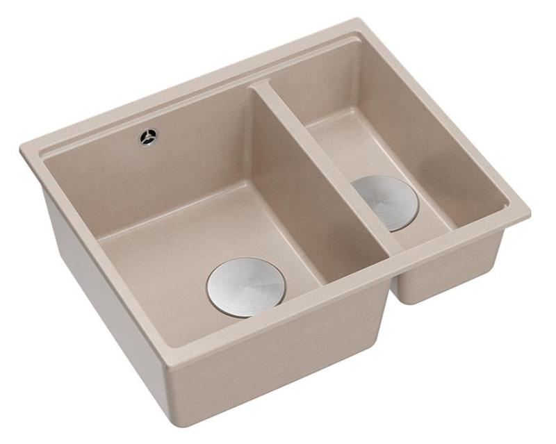 Quadri Newport II beige 1,5 lavabo in granito da appoggio e sottotop 555x460mm con tappo in acciaio inossidabile 1208971769