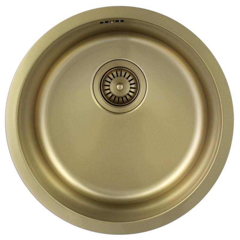 Pure.Sink Rondo Lavandino Rotondo Dorato da incasso, sottotop e sopratop 38 cm PRN38-60