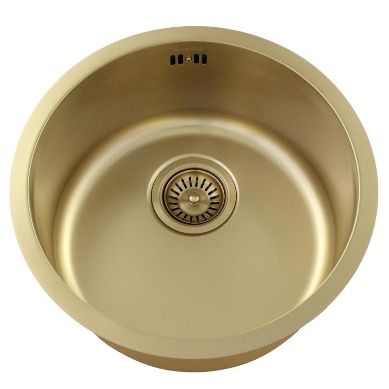 Pure.Sink Rondo Lavandino Rotondo Dorato da incasso, sottotop e sopratop 38 cm PRN38-60