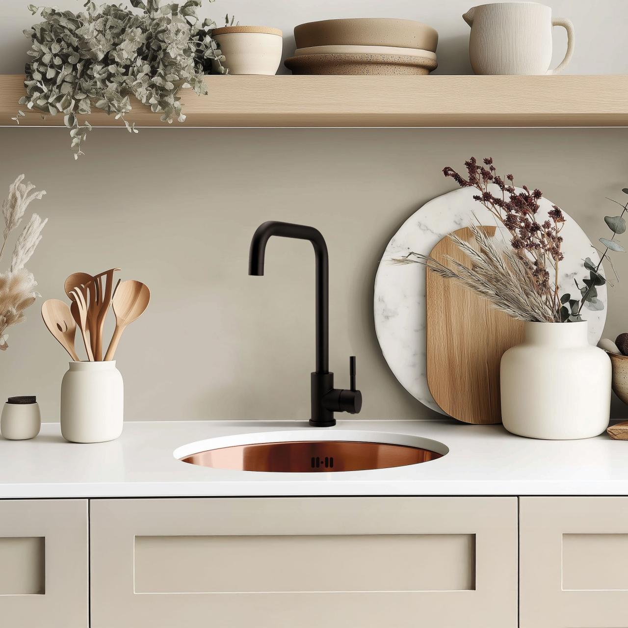 Pure.Sink Rondo Lavandino Rotondo in Rame per installazione a filo, sottotop e sopratop 38 cm PRN38-62 - Productafbeelding 4