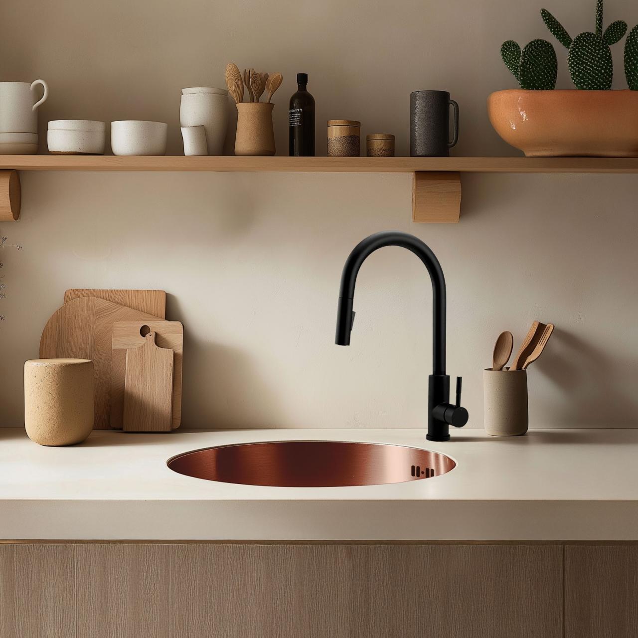 Pure.Sink Rondo Lavandino Rotondo in Rame per installazione a filo, sottotop e sopratop 38 cm PRN38-62 - Productafbeelding 2