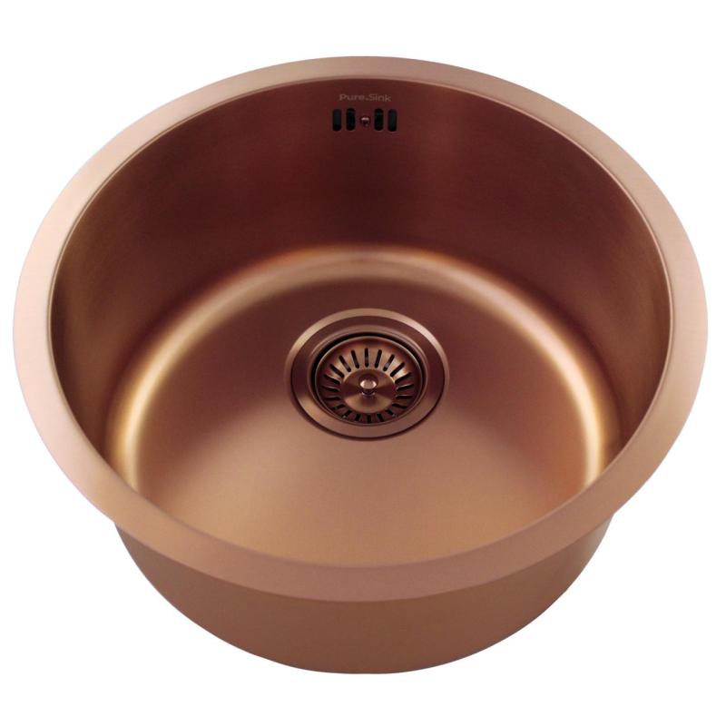 Pure.Sink Rondo Lavandino Rotondo in Rame per installazione a filo, sottotop e sopratop 38 cm PRN38-62
