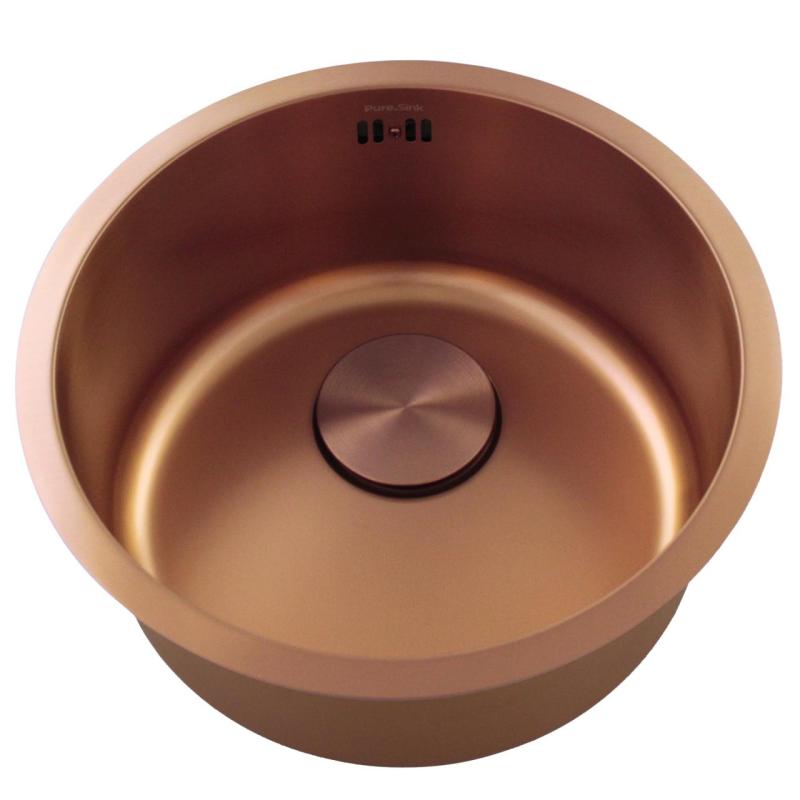 Pure.Sink Rondo Lavandino Rotondo in Rame per installazione a filo, sottotop e sopratop 38 cm PRN38-62