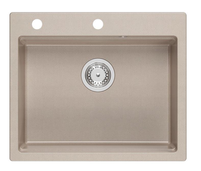 Lavabo da incasso Quadri Durham Pearl Beige in granito 595x500 con dispenser di sapone, tagliere, vaschetta interna e tappetino rotolante 1208971814 - Productafbeelding 2