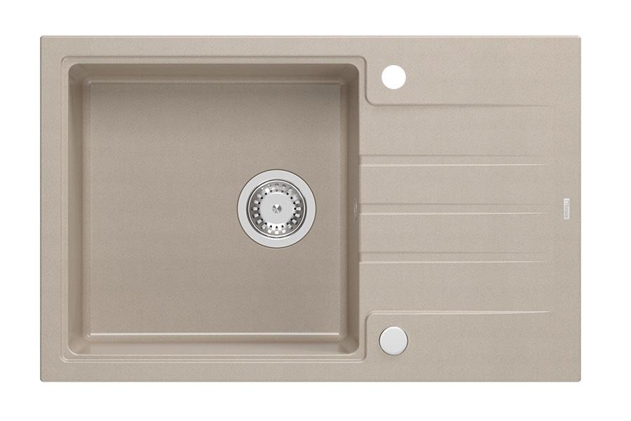 Quadri Cardigan Pearl Beige lavabo in granito con piano di scarico reversibile 78x50cm 1208971816 - Productafbeelding