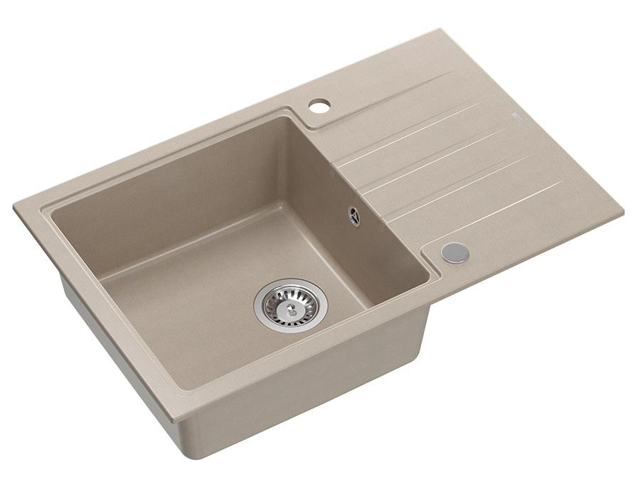 Quadri Cardigan Pearl Beige lavabo in granito con piano di scarico reversibile 78x50cm 1208971816 - Productafbeelding 2