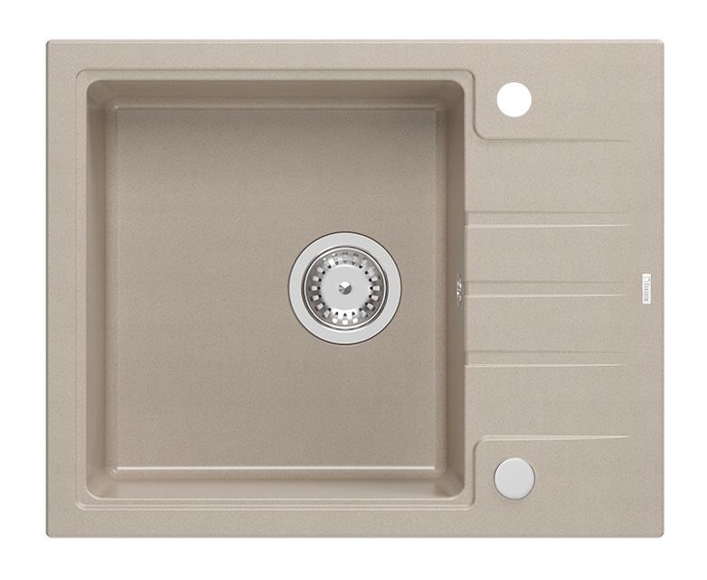 Quadri Cardigan Pearl Beige lavabo in granito da incasso con zona di scolatura reversibile 62x50cm 1208971817 - Productafbeelding