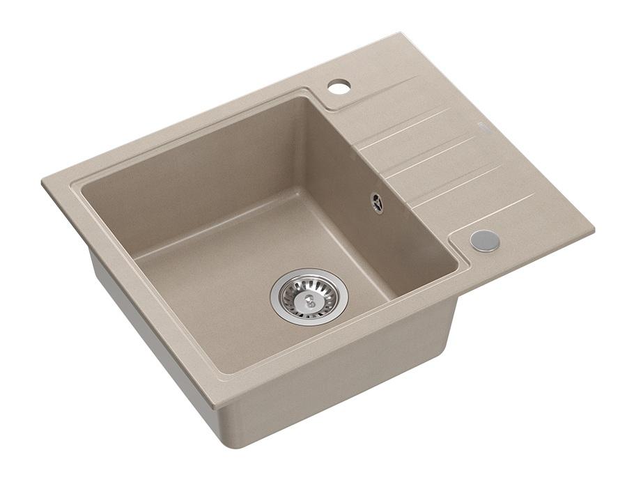 Quadri Cardigan Pearl Beige lavabo in granito da incasso con zona di scolatura reversibile 62x50cm 1208971817 - Productafbeelding 2