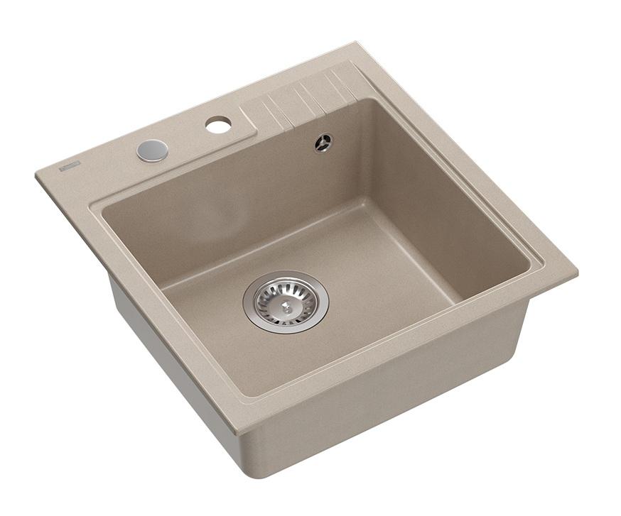 Quadri Cardigan Pearl beige granito lavabo da incasso 50x52 cm con foro per rubinetto 1208971818 - Productafbeelding 2