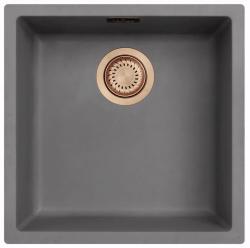 Ausmann Fibre lavabo in cemento grigio 40x40cm da incasso, sopraelevato e a filo con tappo di rame 1208971880