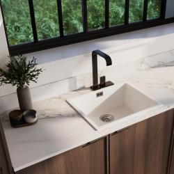 Lavabo bianco Ausmann Fibre 50x40cm da incasso, sopraelevato e a filo con tappo automatico in acciaio inossidabile 1208971898