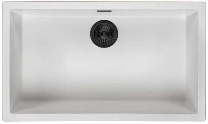 Ausmann Fibre bianco grande lavabo sottotop 70x40cm, sopratop e incasso con tappo automatico nero 1208971905