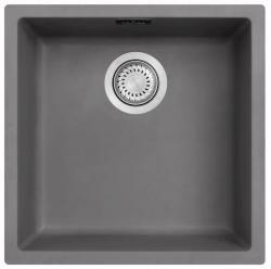 Ausmann Fibre lavabo in calcestruzzo grigio 40x40cm da incasso, da appoggio e da incasso con tappo automatico in acciaio inossidabile 1208971910