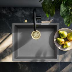 Ausmann Fibra di cemento grigio lavello sottotop, sopratop e filotop 50x40cm con tappo automatico dorato 1208971918