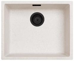 Lavello Ausmann Fibre in sabbia bianca 50x40cm da incasso, soprapiano e filotop con tappo automatico nero 1208971931