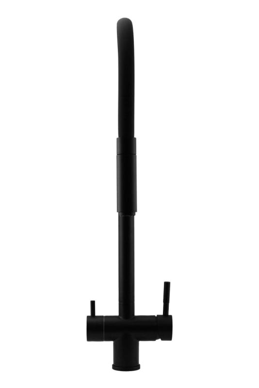 Pure.Sink Elite Steel Flex Rubinetto da cucina nero opaco a 3 vie con beccuccio flessibile e acqua filtrata PS8110-10