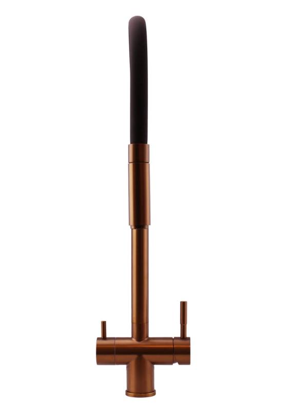 Pure.Sink Elite Steel Flex Rubinetto da cucina in rame PVD a 3 vie con bocca flessibile e acqua filtrata PS8110-62