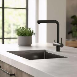 Pure.Sink Elite Steel Clear-S Mat nero Rubinetto da cucina a 3 vie con bocca estraibile e acqua filtrata PS8120-10