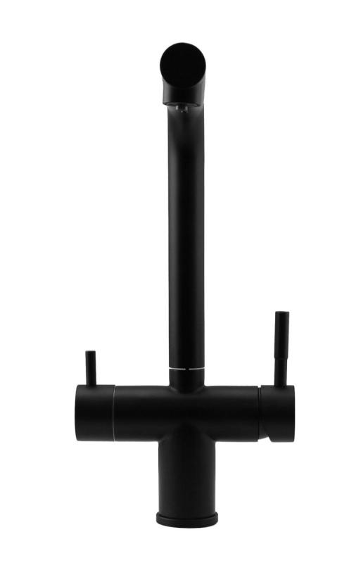 Pure.Sink Elite Steel Clear-S Mat nero Rubinetto da cucina a 3 vie con bocca estraibile e acqua filtrata PS8120-10