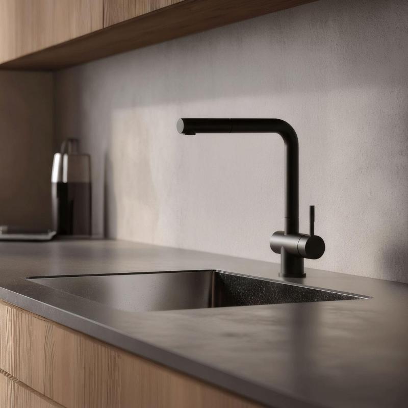Pure.Sink Elite Steel Pulse-S rubinetto da cucina Nero Opaco con beccuccio estraibile e modalità spray PS8500-10