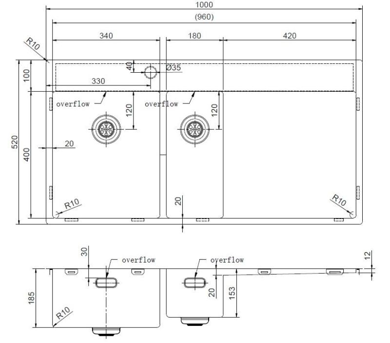 Pure.Sink Exclusivo Lavello in acciaio inox 1,5 con sgocciolatoio 100x52 cm Rubinetto a leva sinistro PEX3418100LT-02