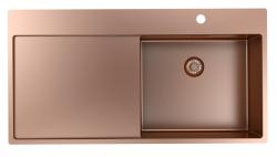 Pure.Sink Exclusivo Lavello in rame con sgocciolatoio 100x52 cm Rubinetto a leva destro PEX47100RT-62