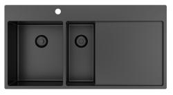 Pure.Sink Exclusivo Gun metal 1,5  lavello con sgocciolatoio 100x52 cm Rubinetto a leva sinistro PEX3418100LT-61