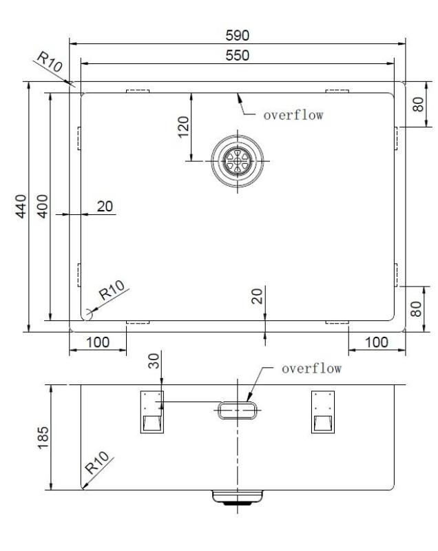 Pure.Sink Exclusivo Lavello in ghisa 55x40 cm, raggio 10 mm, incasso, a filo e da appoggio PEX5540-61