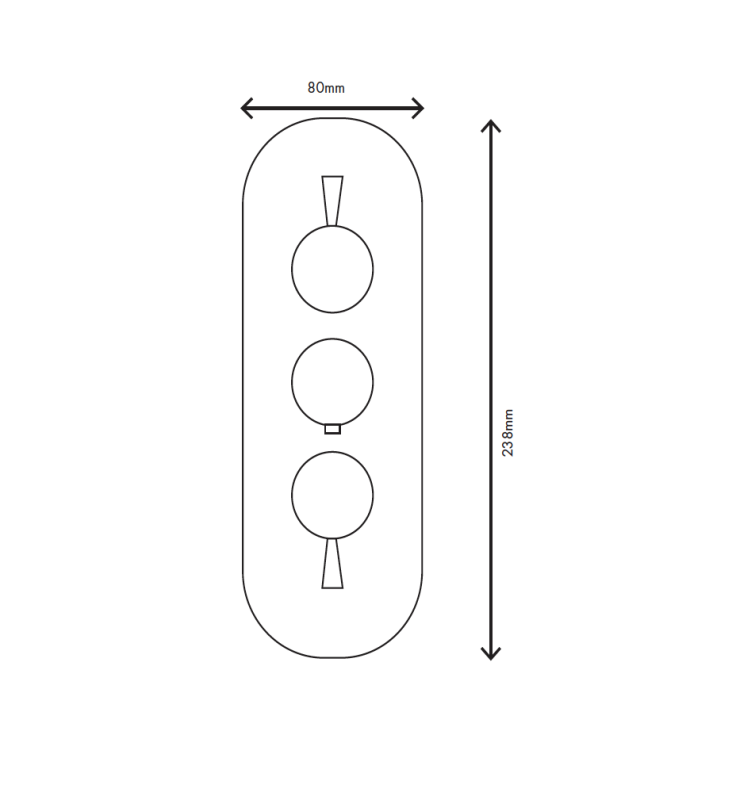 MURO TUA Miscelatore da incasso a parete con 2 rubinetti di arresto cromato M1.B34.S.CR