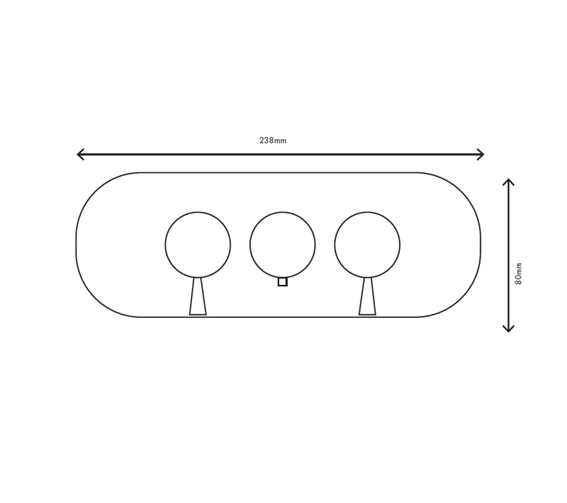 MURO TUA Rubinetto termostatico da incasso per doccia con 2 rubinetti di arresto cromato M1.B34T.S.CR