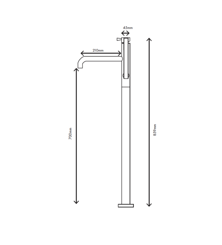 MURO TUA Rubinetto da bagno indipendente con doccetta cromata M1.CA1.CR