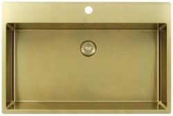 Pure.Sink Exclusivo Lavello grande dorato 75x40 cm con rubinetto a leva e foro per rubinetto BB7540T-60