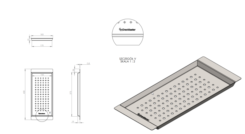 Massimo Accessorio Vassoio inseribile Nero opaco 183x430x19mm