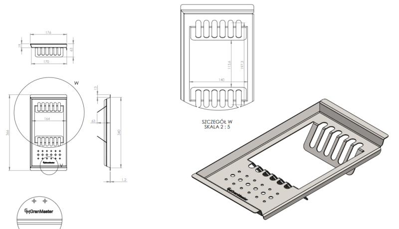 Massimo Accessorio Plate Tray Nero Opaco 366x176x63mm