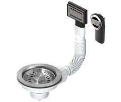 Pure.Sink Universal Set di tappi per cestello in acciaio inossidabile spazzolato, set di scarico per lavello con troppopieno rotondo e rettangolare WSTMAN-02