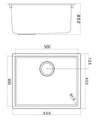 Pure.Sink Fibre Composite Pure White Sink 50x40cm Undermount and Overmount FBR50-32