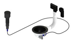 Pure.Sink Universal Set di scarico nero opaco con pulsante a pressione e tappo, più troppopieno rettangolare e rotondo WSTAUT-31