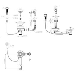 Pure.Sink Universal Set di scarico dorato comprensivo di pulsante di scarico con tappo, oltre a troppopieno rettangolare e rotondo WSTAUT-60