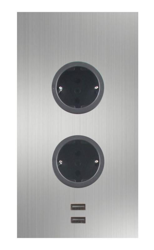 Indux Corner Colonna energetica con 2 prese di corrente con messa a terra e 2 caricatori USB in acciaio inossidabile 1208972296