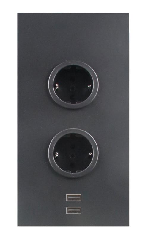Indux Corner Colonna energetica con 2 prese di corrente con messa a terra e 2 caricatori USB Nero 1208972297