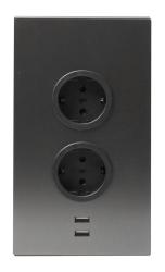 Indux Corner Colonna energetica con 2 prese di corrente con messa a terra e 2 caricatori USB Gun metal 1208972299