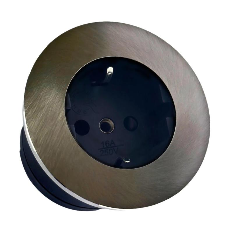 Indux Round Presa da incasso con 1 presa di corrente con messa a terra Gun metal 1208972315