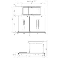 Indux Sort Sistema di smaltimento rifiuti a doppia funzione Comando manuale per cassetti estraibili 1208972319